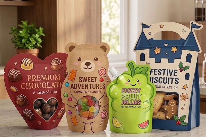 custom shaped pouches for food & snack packaging