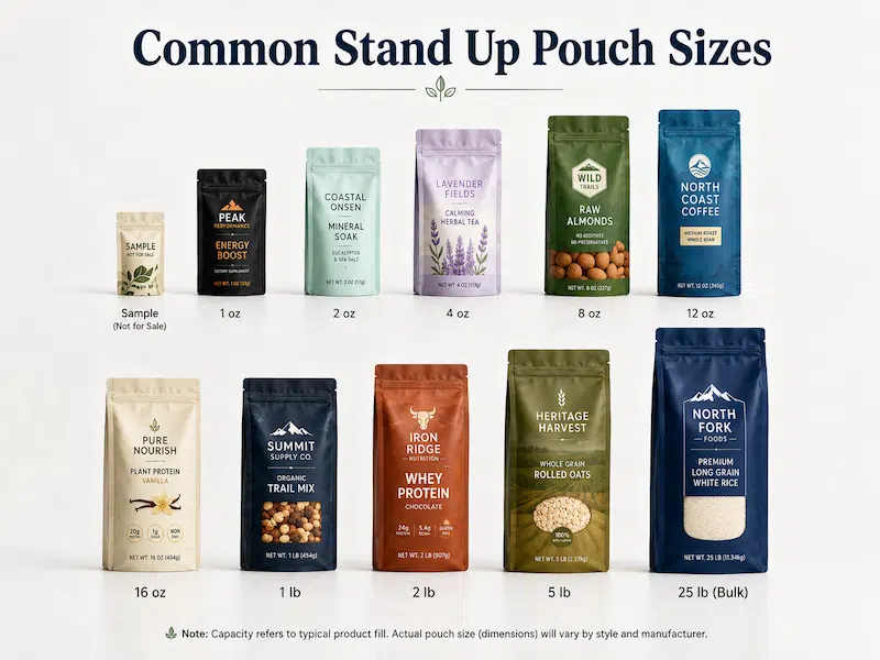 Common Stand Up Pouch Sizes
