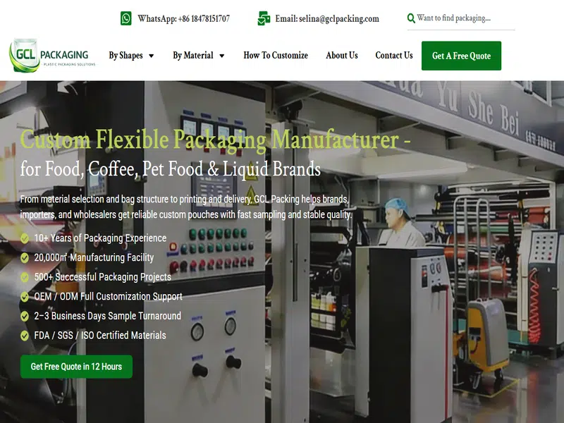 GCLPacking Flexible Stand Up Pouches Manufacturer in China