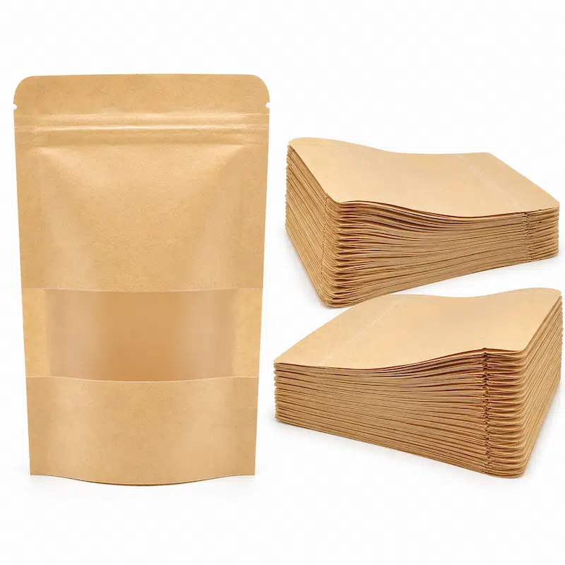Kraft Bags with Window and Stand Up Paper Pouches