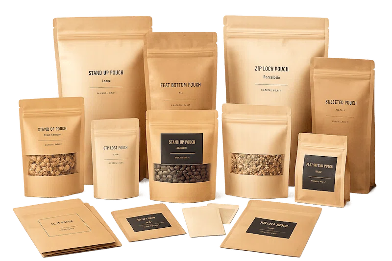 custom kraft paper pouches wholesale manufacturer in china