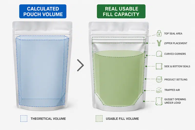 Calculated Volume vs Real Fill Capacity Why Pouch Size Needs Production Testing