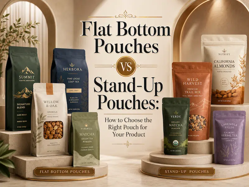 Compare flat bottom pouches vs stand-up pouches