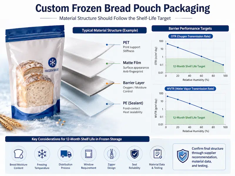 Frozen Bakery Packaging Bags Material Structure