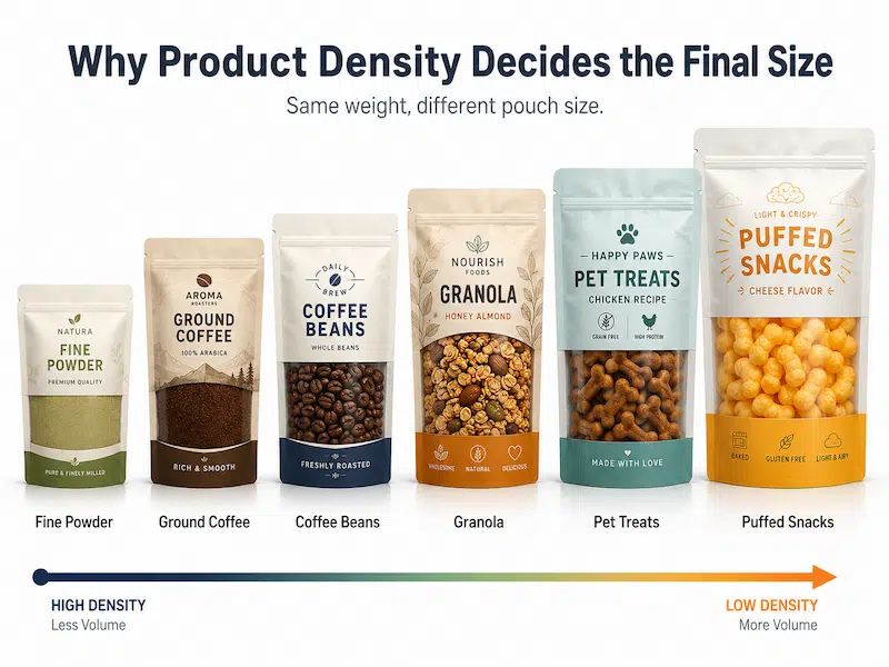 How Product Density Affects Stand Up Pouch Size