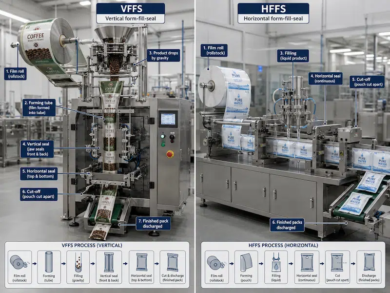 VFFS vs HFFS Rollstock Film Packaging Machines