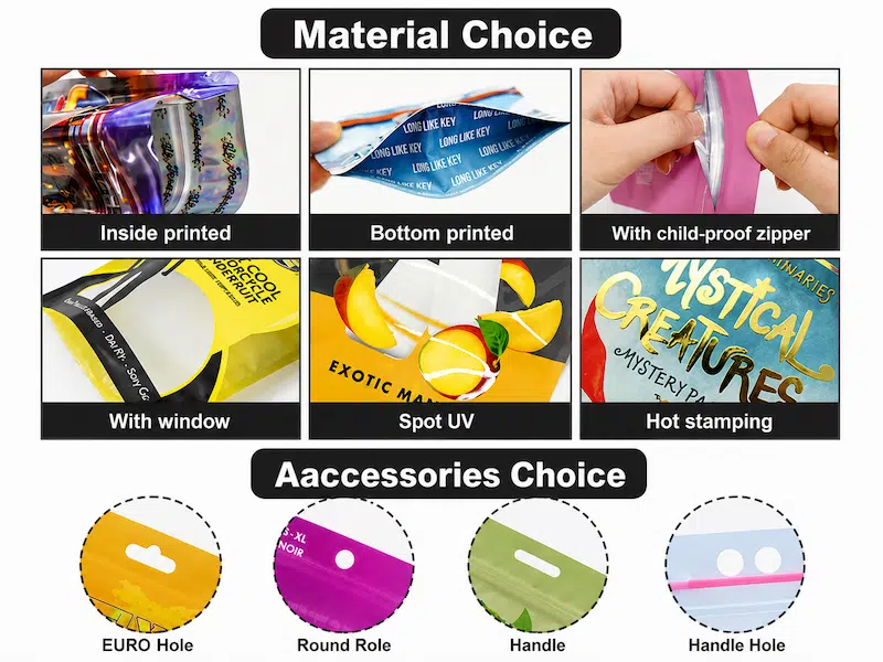 custom aluminium foil pouches accessories choice
