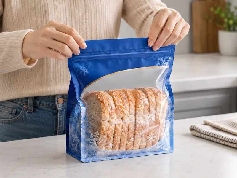 frozen bread packaging with resealable zipper