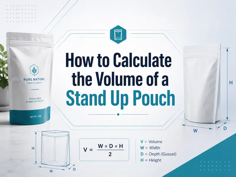 how to calculate the volume of a stand up pouch