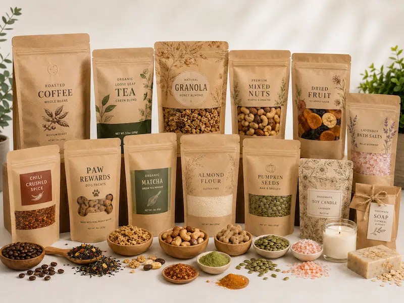 kraft paper stand-up pouches wholesale