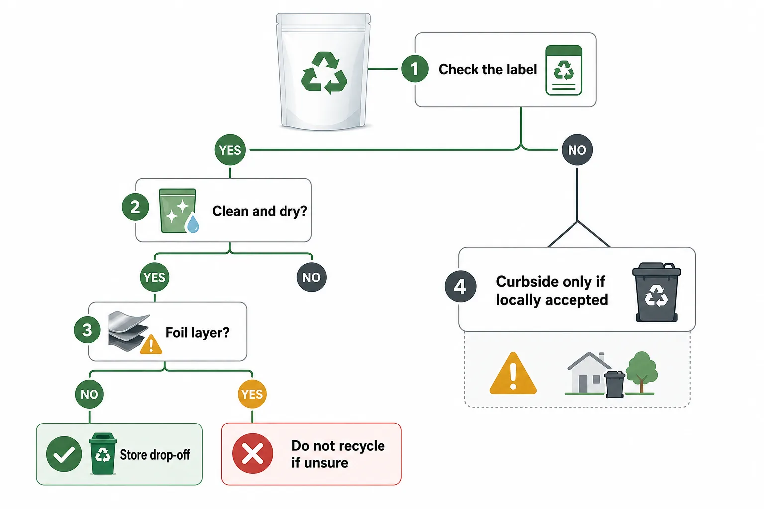 Stand Up Pouch Recycling Checklist Decision checklist for whether a stand up pouch is recyclable