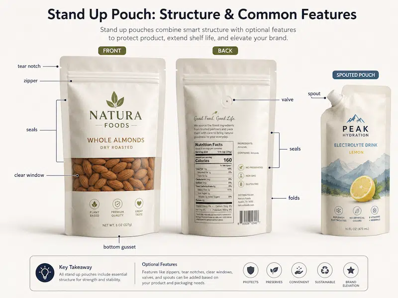 stand up pouches structure & features