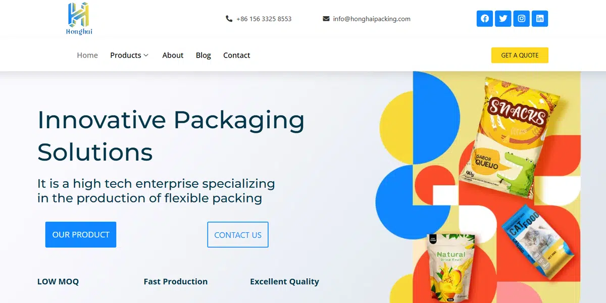 Honghai Packaging custom stand up pouches