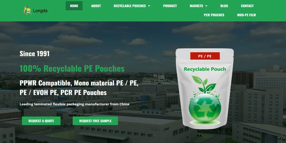 Longdapac recyclable stand up pouches