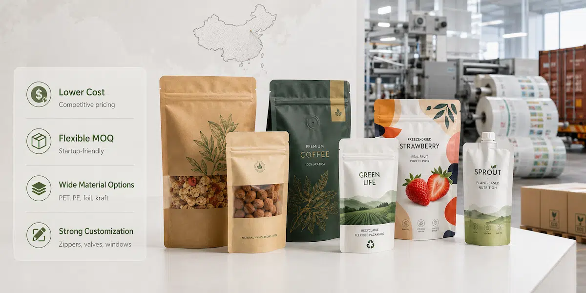 Why source custom stand up pouches from China